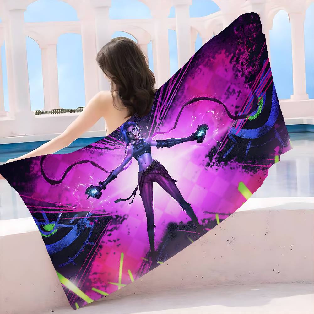 A-Arcane 2 L-LOL Jinx Anmie Microfiber Beach Towel Absorbent Quick dry Soft Yoga Swimming Resort Mountain Climbing Towel
