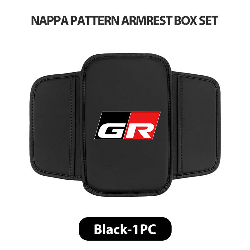 Leather Car Armrest Box Pad Central Arm Rest Storage Pocket Protective Cover For Toyota GRsport Hilux Aygo Yaris Corolla Rav4 FF7