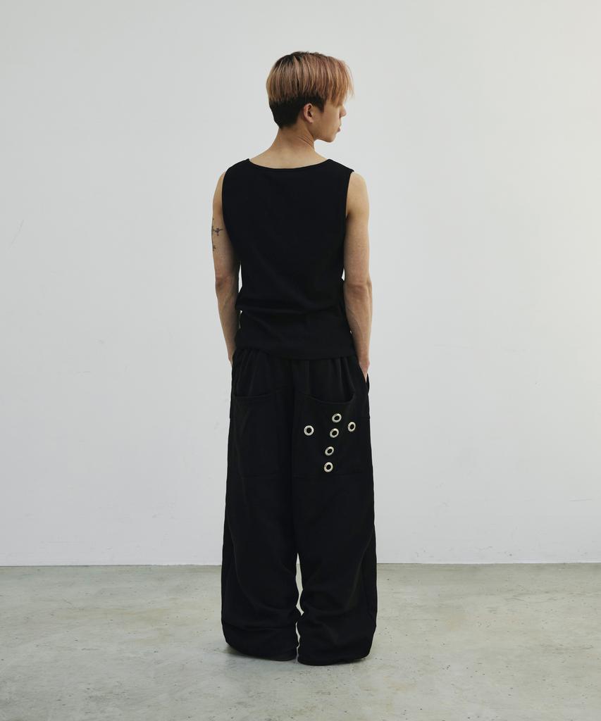 SCALLYWAG Summer Mega Wide Eyelet Training Pants [Black]