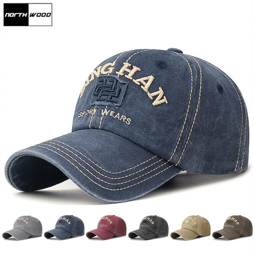 Northwood Cotton Washed Letter Baseball Cap for Men Outdoor Unisex Snapback Hat Caps Kpop Trucker Cap Adjustable 55-60 Cm
