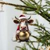 Acrylic Cow Christmas Tree Ornament Cartoon Highland Cow Christmas Decoration  Christmas