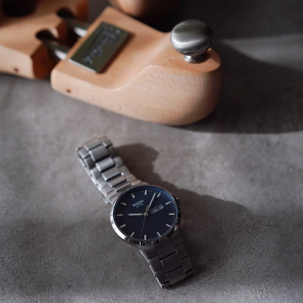 Мужские часы BOCCIA TITANIUM, полностью титановые, гипоаллергенные, темно-синие/серебристые, 3649-02 [Официальный японский продукт]