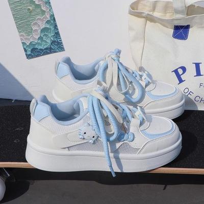 Милые женские дышащие кеды на толстой подошве, весенне-летние, новый оригинальный дизайн, повседневные студенческие белые туфли