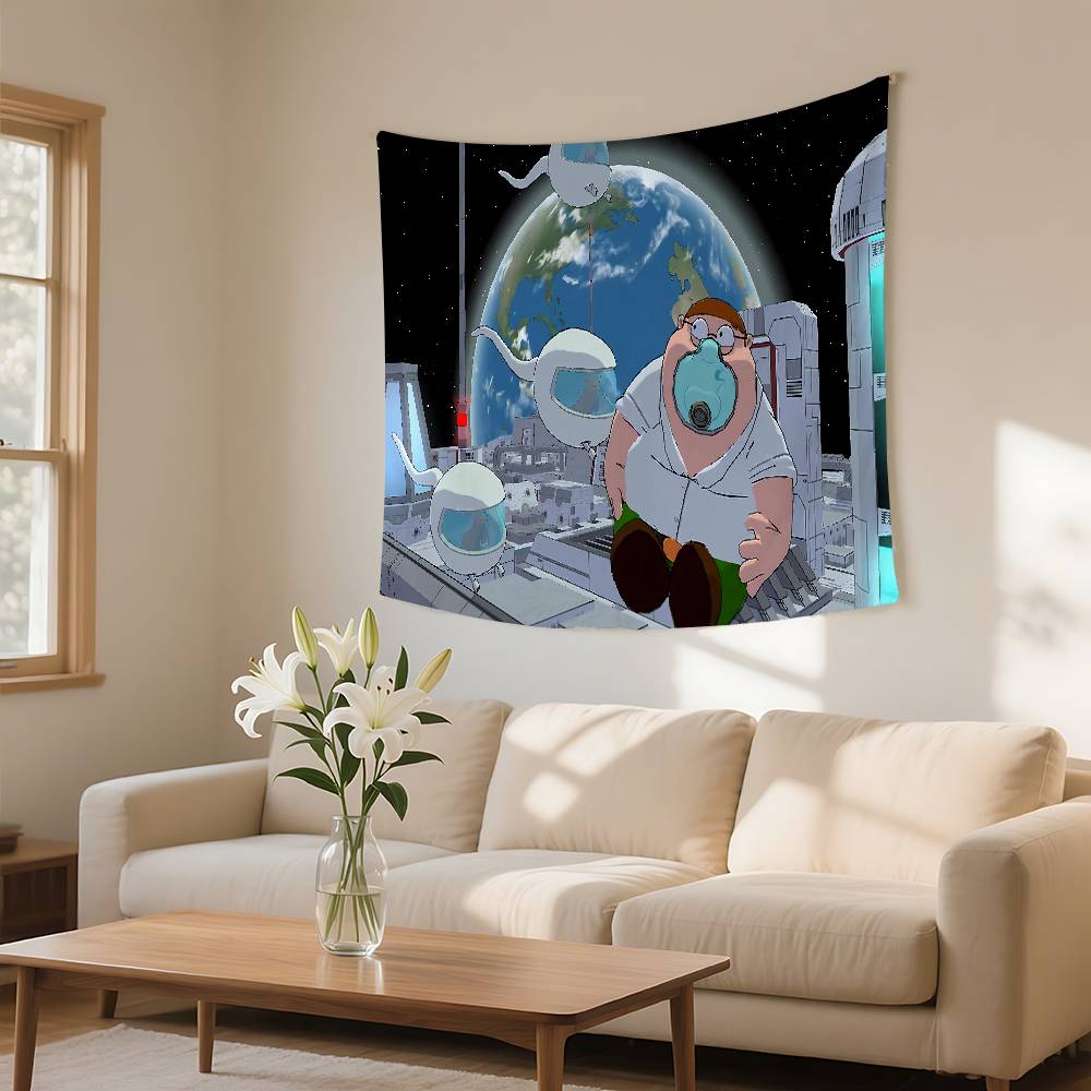 FFamily Cartoon GGuy Tapestry Wall Hanging Tapestry Art Deco Blanket Curtain Hanging At Home Bedroom Living Room Decor