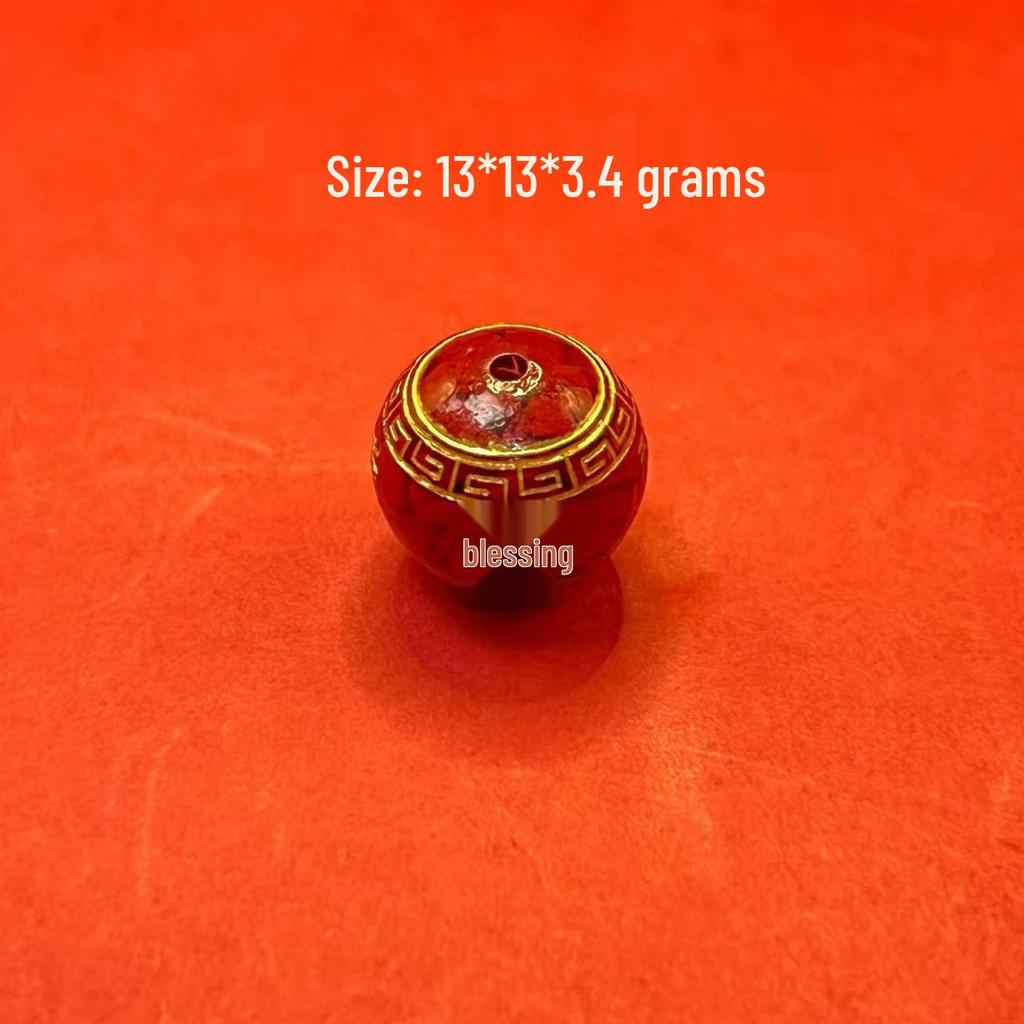 Original Gold-Plated Cinnabar Turtle Shell Fu Plaque and Gourd Pouch Accessories