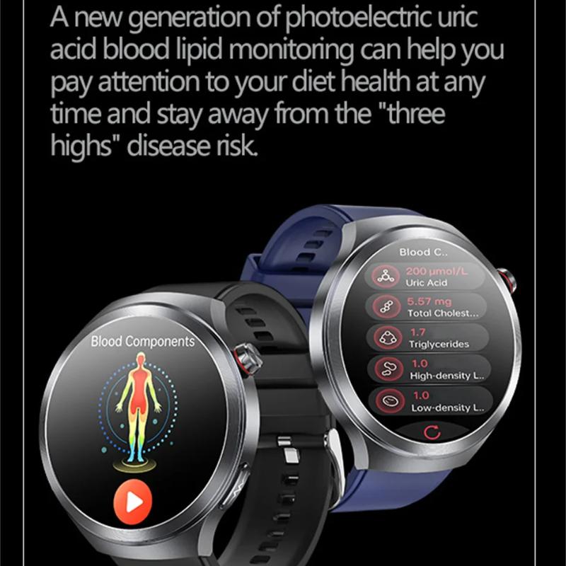 2025 New Health Trackr Uric Acid Blood Lipids Smart Watch Blood Pressure ECG+PPG Clock Body Analysis Smartwatchs Men Emotional Detection