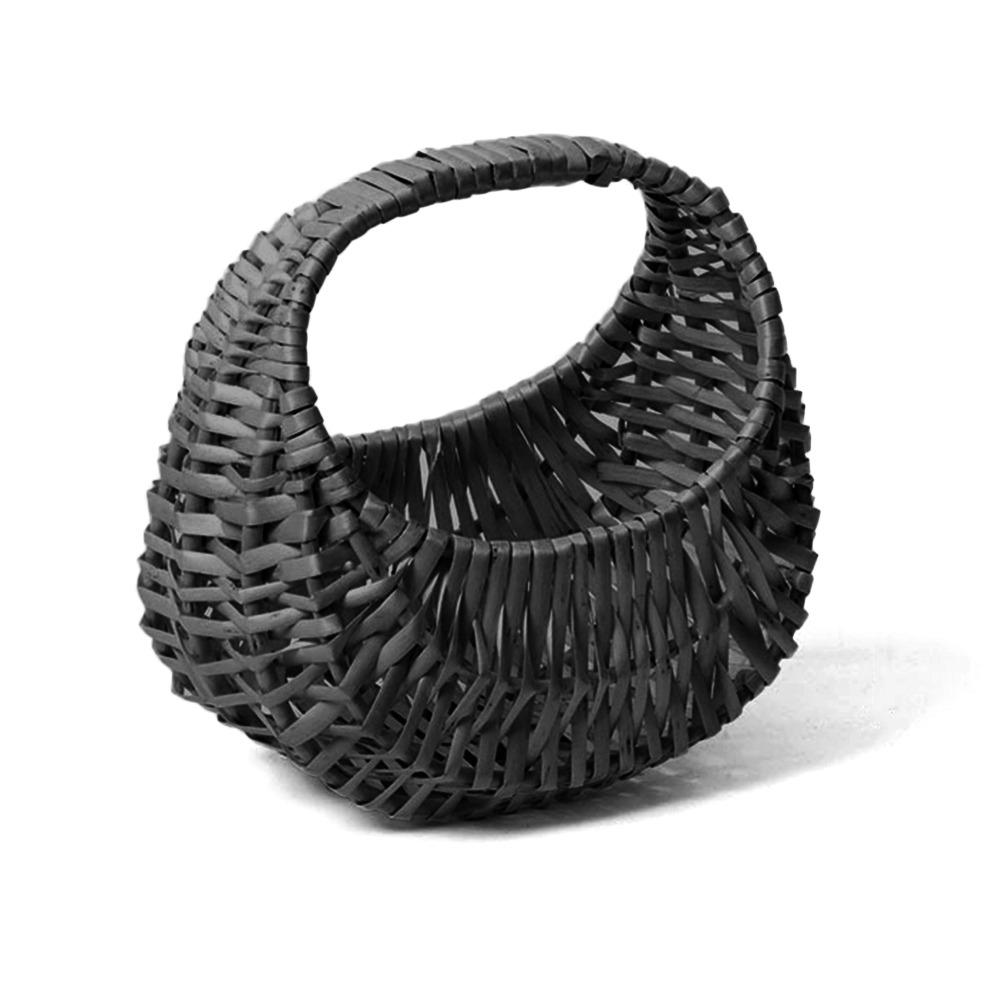 Gift With Handle Flower Basket Half Moon Willow Woven Rattan Basket Hand-held DIY Storage Basket Home Decoration
