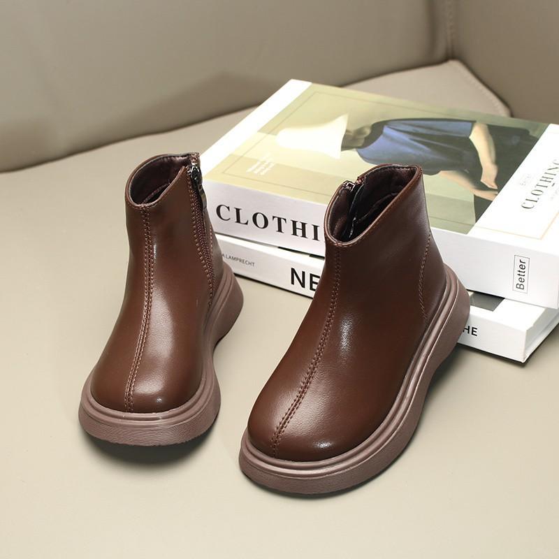 Fashion Retro Children's Leather Boots Spring and Autumn Baby Short Boots Casual Simple Children's Boots