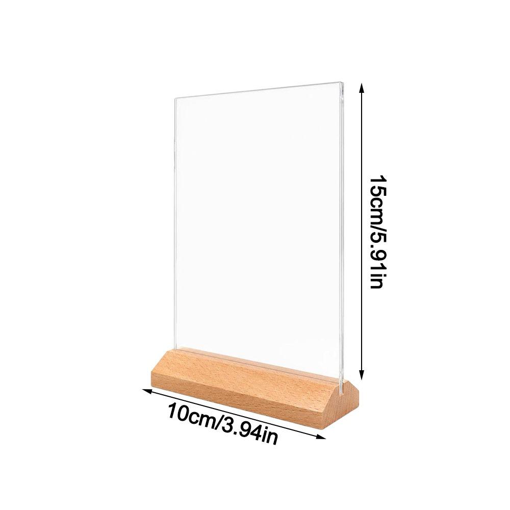 Table Top Acrylic Sign Holder Wood Base Table Top Display Stand Restaurant Menu Display