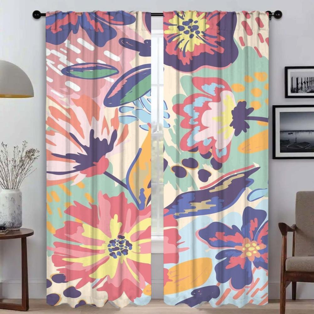 Плотные шторы для гостиной, цветочные шторы для комнаты, 2-х панельные шторы для перегородок, домашний интерьер, шторы для кухни, элегантные