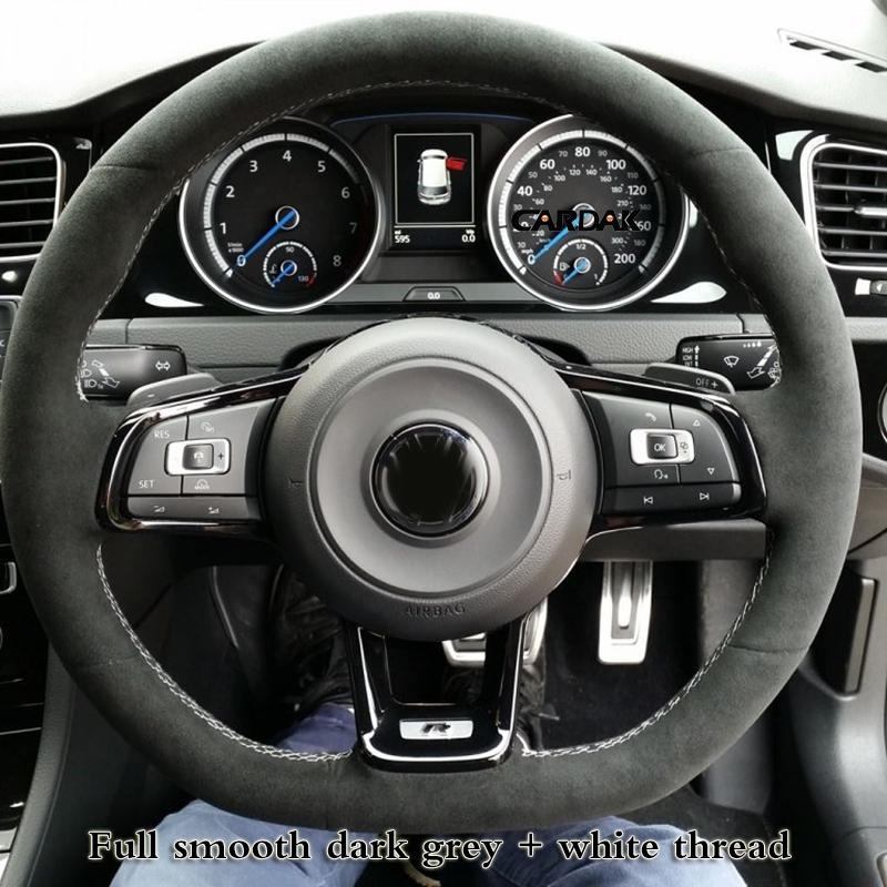 WCaRFun настроить черный замшевый чехол на руль автомобиля для Volkswagen VW Golf R MK7 Golf 7 GTI VW Polo GTI Scirocco 2015