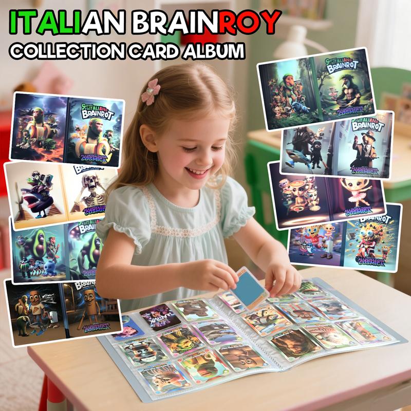 9 Pocket Italian Brainrot Trading Cards Binder Holds Booklet Tung Shaur Tralalero Tralala Card Collection Folder Kids Xmas Gifts