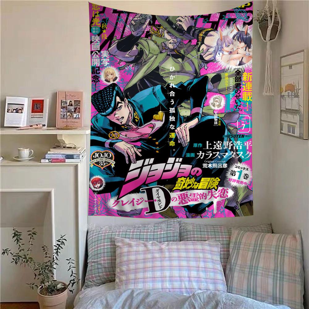 Anime JoJo Bizarre Adventure Retro Tapestry  Hippie Flower Style Doubles as Wall Carpets Ideal Hanging for Dorms  Home Decor
