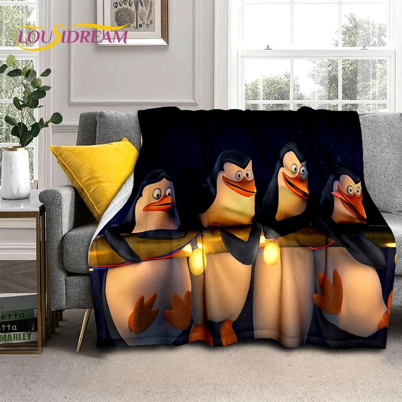 Милые пингвины из мультфильма «Мадагаскар» Плед, Мягкий плед для дома, спальни, кровати, дивана, пикника, путешествий, офиса, Покрывало, Подарок для ребенка