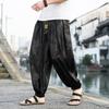 Men's Spring/Summer Ice Silk Wide Leg Pants Chinese Style Dragon Print Trousers