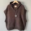 Осень Зима Широкоплечий Плетеный Капюшон Вязаный Жилет Куртка Женский Без рукавов Жилет Пальто Женский Повседневный Леди