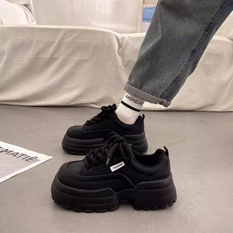 Popular Versatile Platform White Shoes Spring Niche Board Shoes Women's 2025 Spring New Height-increasing Casual Sports Shoes Women