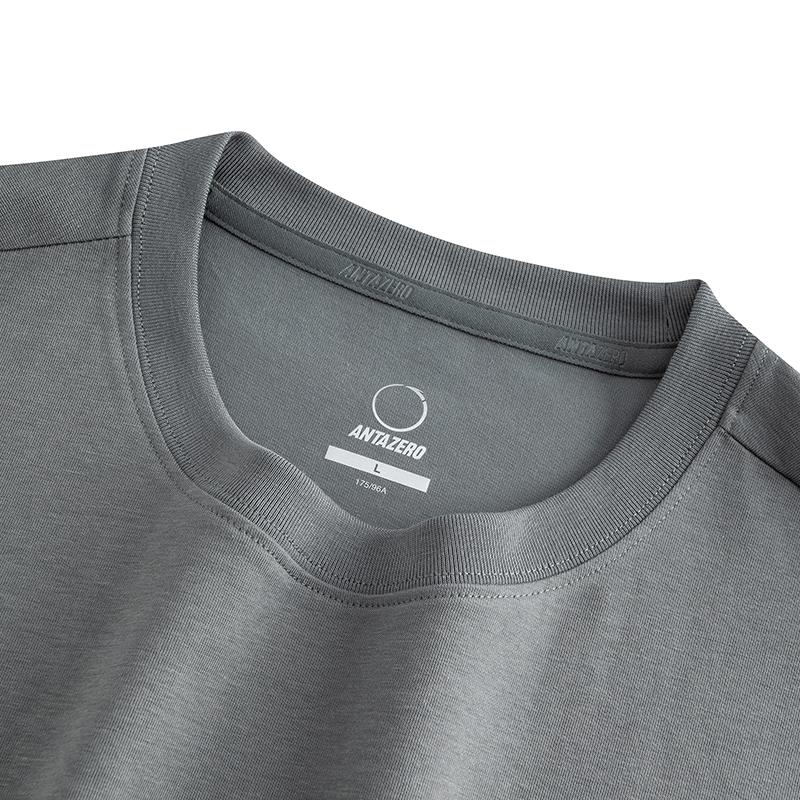 Anta Team Zero Solid Color Round Neck Comfortable Breathable Versatile Short Sleeve T-Shirt Unisex Tops Mica-Gray 172536106G-2