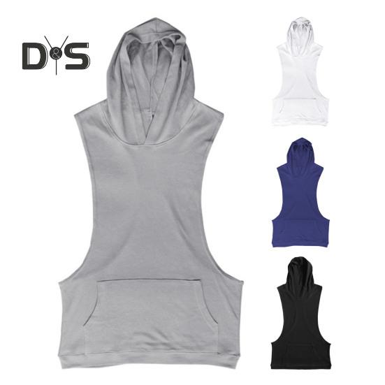 Мужской жилет с капюшоном, без рукавов, однотонный летний свитшот, свободный крой, дышащая ткань, спортивный жилет