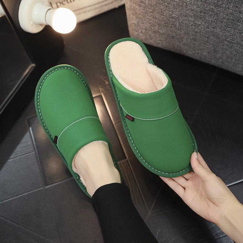 Женские новые хлопковые тапочки, домашние водонепроницаемые нескользящие теплые зимние тапочки, кожаные тапочки для спальни Baotou