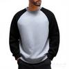 Men's And Women's Casual Color-blocked American Retro Round-neck Hoodie, Men's Long-sleeved Base Layer And Pullover Hoodie