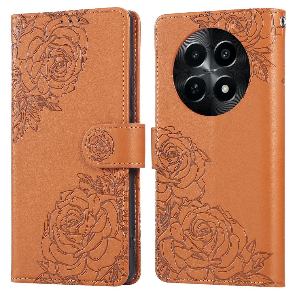 For Realme C65 5G/C63 5G Case Rose Flower PU Leather Wallet Phone Cover with 3 Card Slots