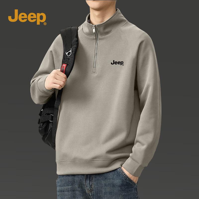 Jeep Men's Retro Stand Collar Loose-Fit Sweatshirt