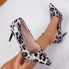 Женские туфли-лодочки на высоком каблуке 2025 Новые Остроносые Роскошные Одинарные Туфли Элегантные Офисные Каблуки Женские Сексуальные Леопардовый Принт Женские Туфли на Высоком Каблуке