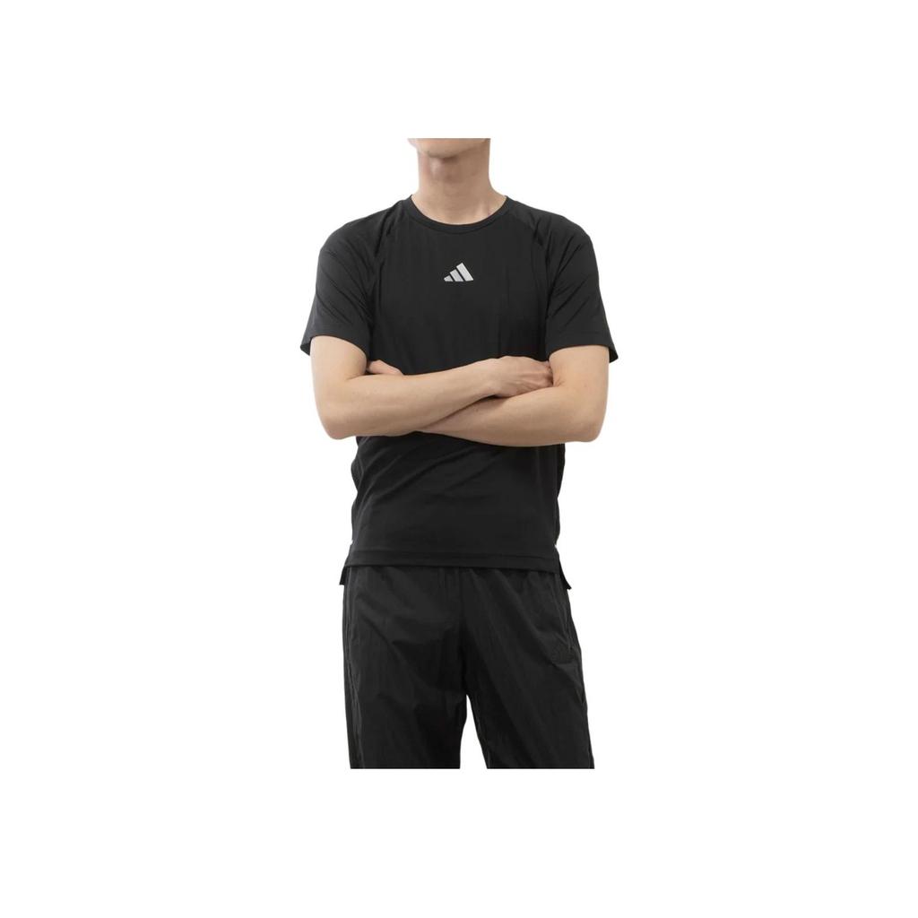 Adidas Футболка для тренировок в спортзале, черная, мужская, уличная, IP2310