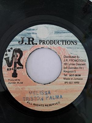 7-дюймовая пластинка TRISTAN PALMER - Melissa NONE J.R. Производство 1992 Ямайка Регги, Ска и Даб Б/у