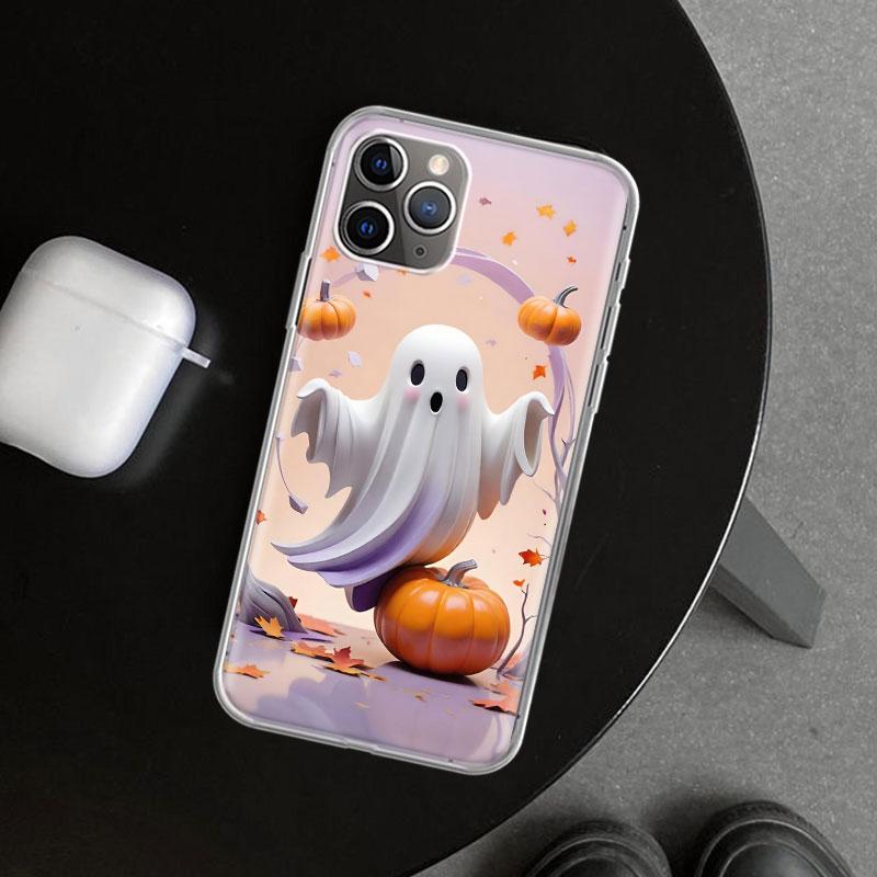 Милый Чехол-Чехол с Призраком на Хэллоуин для iPhone 11 12 13 Mini 14 15 Plus 16 Pro Max 17 Air 7 8 + SE Арт Индивидуальный Fundas 11 12