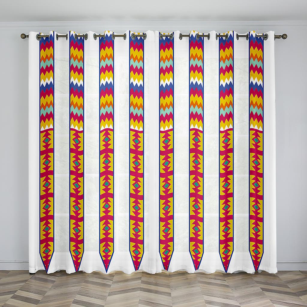 Luxury Gold Bohemian Stripes Curtains for Living Room Bedroom European 3D Print Windows Backdrop Treatment Drapes 2 Pieces