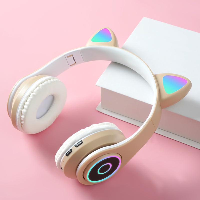 Светящаяся беспроводная Bluetooth-гарнитура с ушками кошки B39A