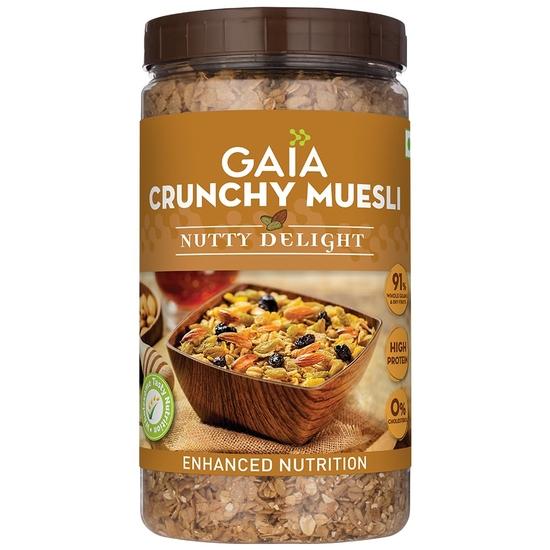 GAIA Nutty Delight Crunchy Muesli 1 kg jar - A Perfect Blend of Multigrains, Nuts, Oats and Cornflakes The Ultimate Healthy and Delicious