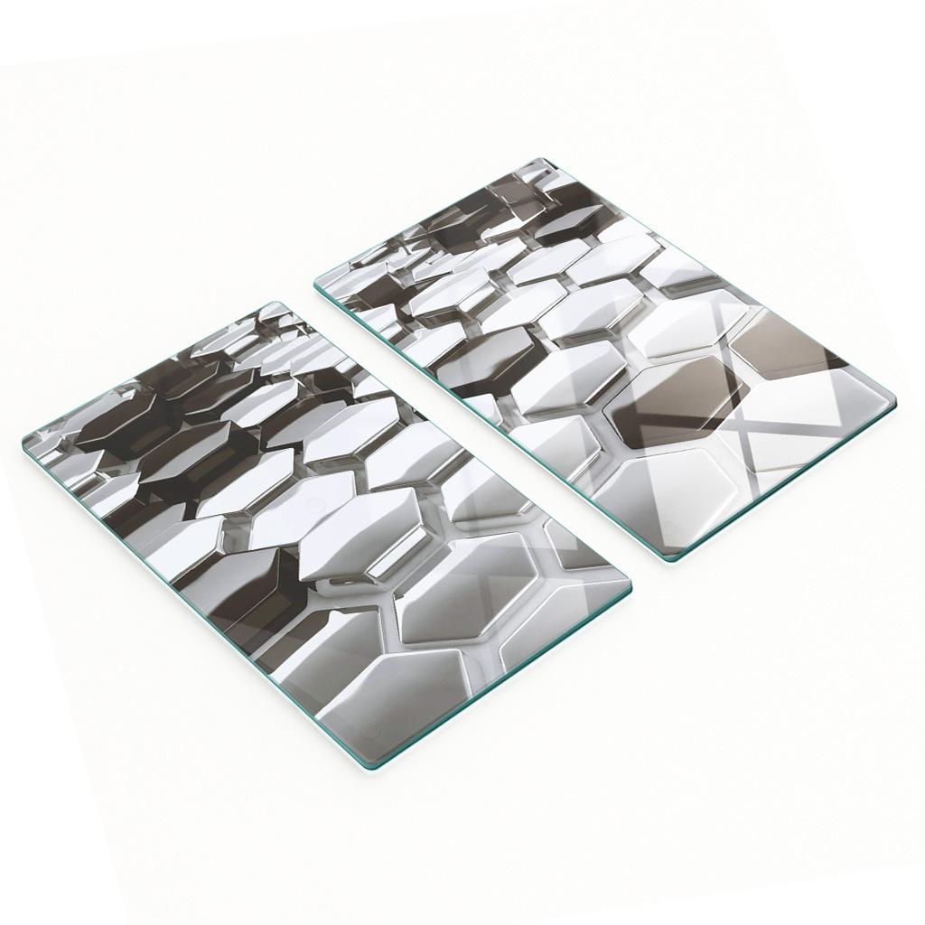 Set of Tempered Glass Kitchen Boards with 3D Printing 2x30x52 cm