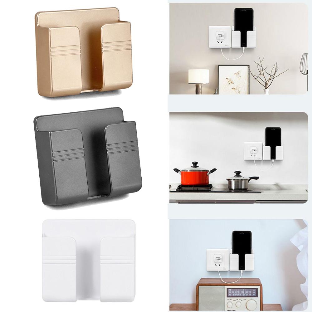 Box Punch Free Remote Control Mobile Phone Charging Hanging Holder Wall Mounted Plug Bracket