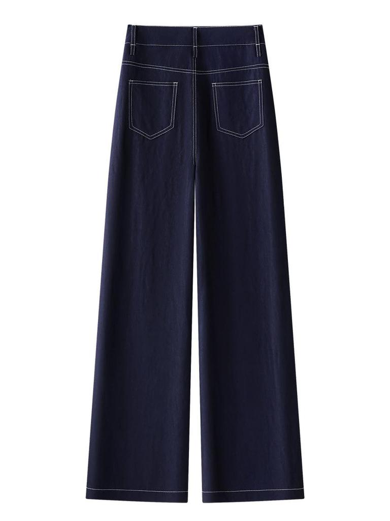 Ice Silk Women's Wide-Leg Jeans: Summer 2025 High-Waist, Loose, Long, Thin, Straight-Leg Casual Pants