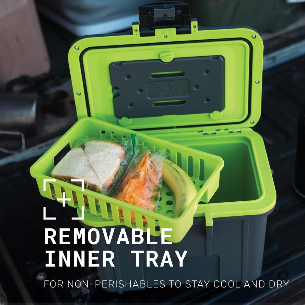 Pelican 8QT Personal Cooler Dry Box & (Dark Gray/Green)