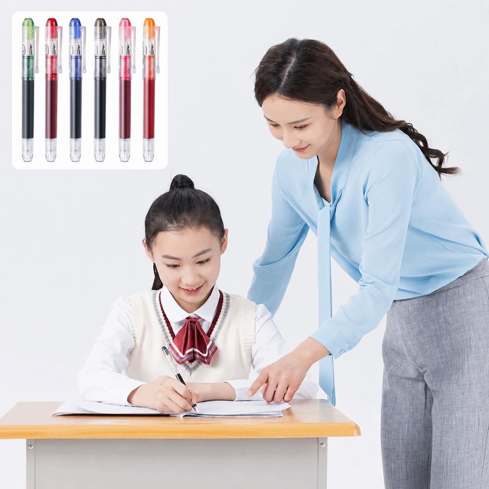 6pcs Fine Nib 0.5mm Fountain Pens Color Ink Student Stationery Set Gel Pen Set Office School