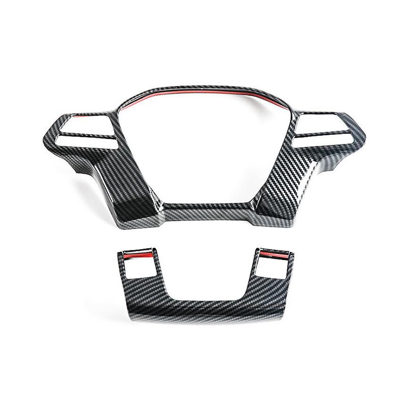 Steering Wheel Decorative Protector Trim For BYD Shark 6 ABS Material Steering Wheel Cap Cover Sticker Carbon Look Black 2pcs