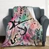 Flannel Modern Blanket Touristic Colorful Sketch of Eiffel Tower In Paris French Throw for Recliner Air Conditioning Blanket