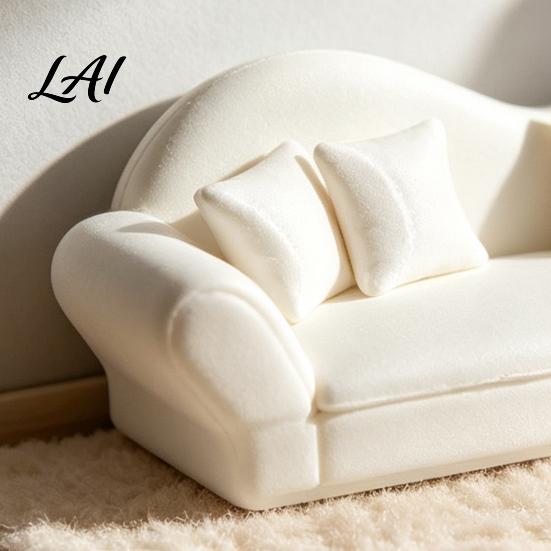Miniature Living Room Accessories 1:12 Scale Dollhouse Sofa with Pillows European Chaise for Style Simulation Recliner Photography Furniture