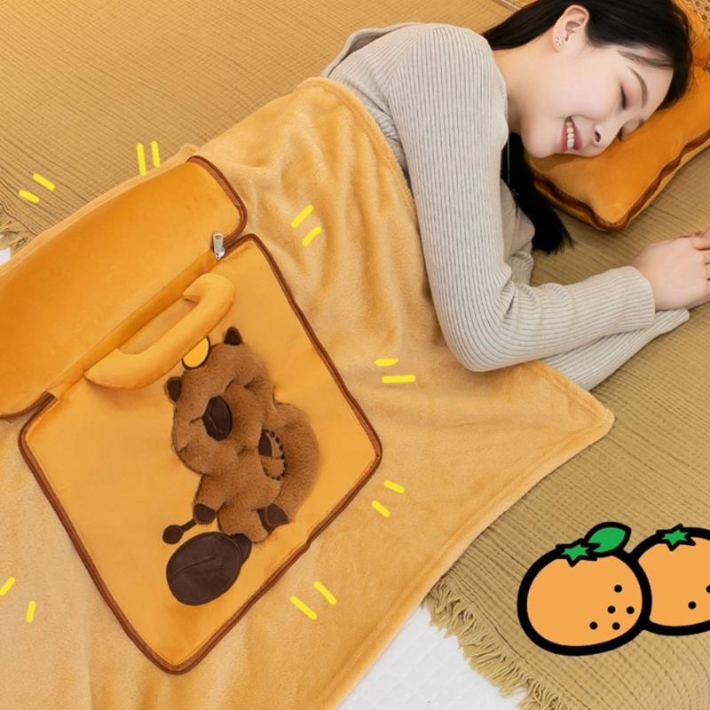 Capybaras Pillow Quilts Double-use Cushions Spring and Summer Office Naping Pillow Gift Cushions Folding Air Conditioning