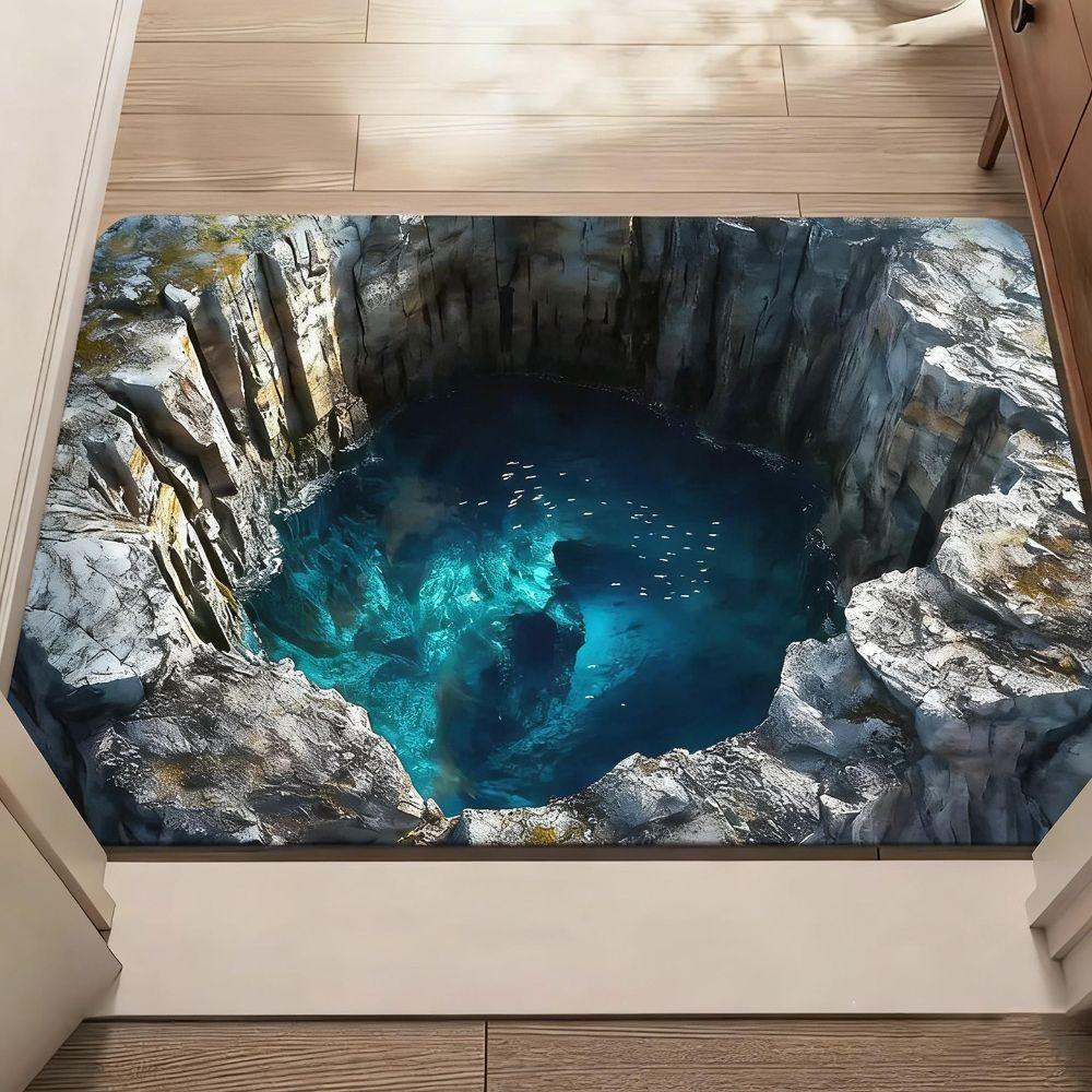 3D плошной коврик-обманка, Нескользящий, Влагопоглощающий, Ковер для ванной комнаты, Реалистичный дизайн, Прочный коврик для двери спальни