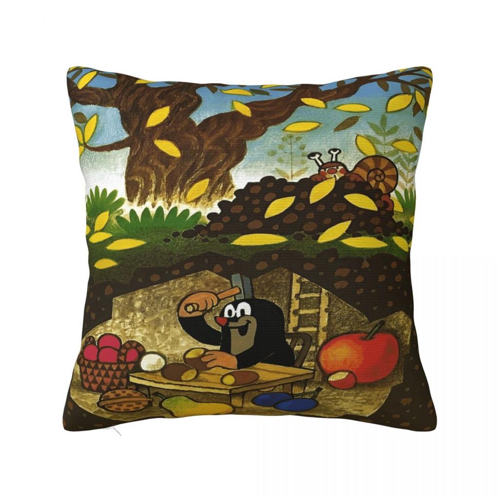 The Little Mole Cartoon Animal Printed Pillowcase Cushion Cover Throw Pillow Cover New Style Bedroom Decor Square Multiple Sizes