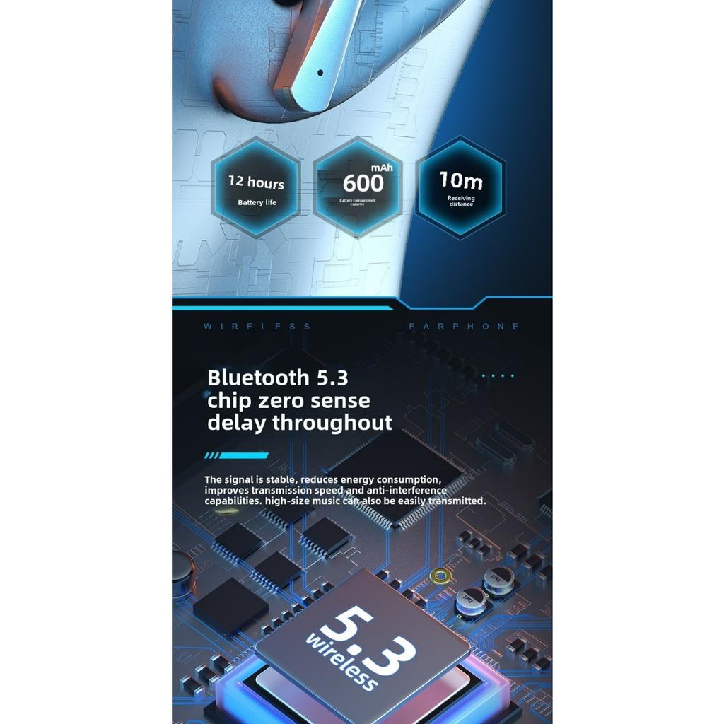 Наушники TWS Bluetooth, беспроводные наушники, стереонаушники True Wireless, HiFi-звук с подсветкой, игровая гарнитура