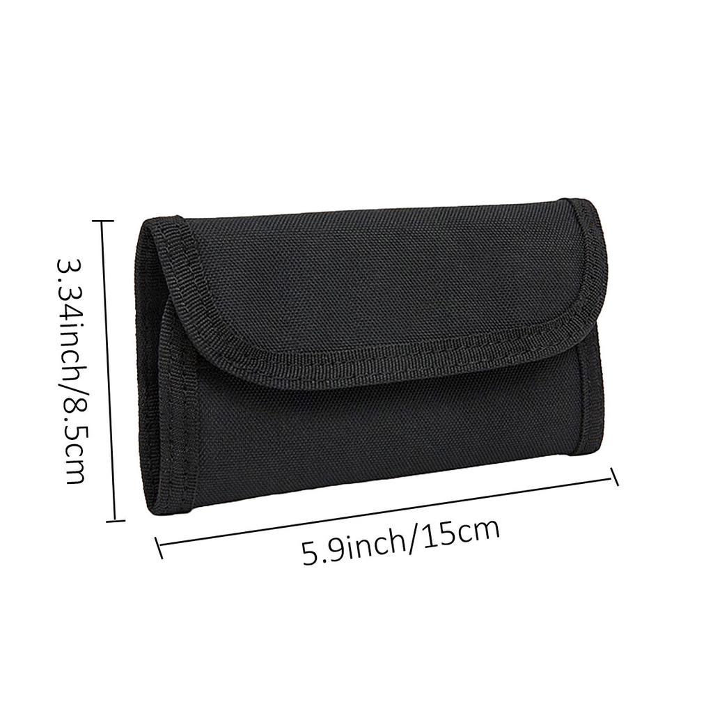 Black Three Fold Wallet Multiple Card Slots Nylon Outdoor Sport ID Holder Slim Pocket Hanging Pouches