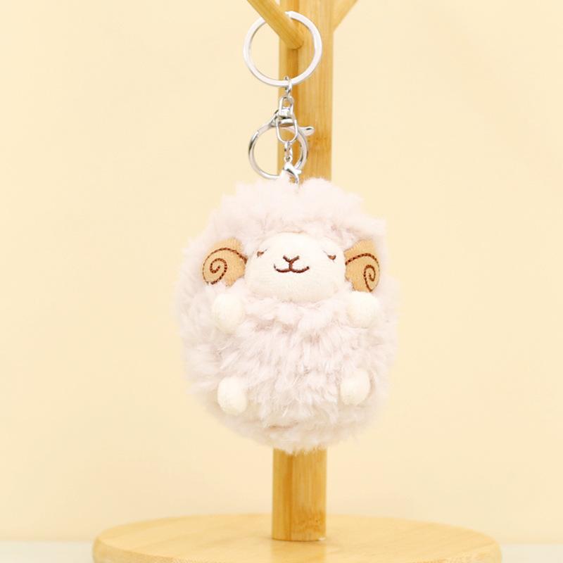 PP Cotton Lamb Cartoon Squinting Lamb Plush Pendant Creative Lamb Doll Keychain Cloth Doll Couple Bag Keychain Doll