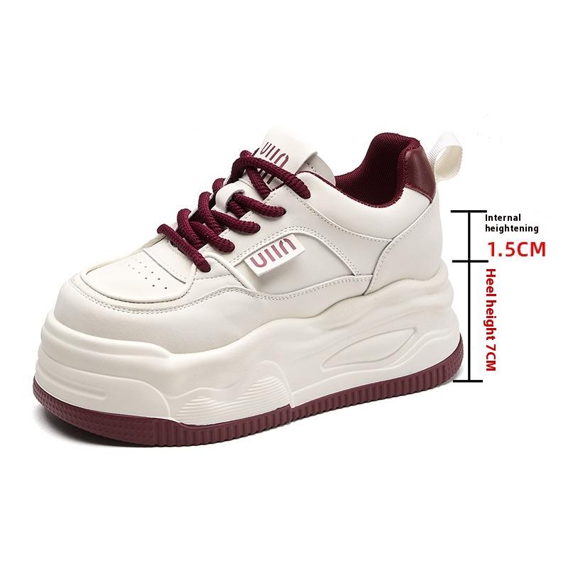 Женская повседневная обувь, белые туфли на толстой подошве 7 см, увеличивающие рост, универсальная маленькая спортивная повседневная обувь