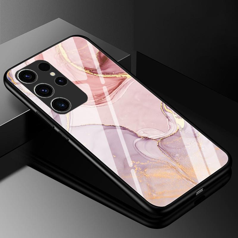 Мраморный чехол из закаленного стекла для Samsung Galaxy S23 Ultra 5G, модная стеклянная задняя крышка для Samsung S23 Plus / S23 Ultra